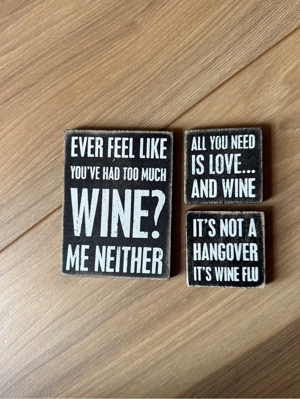 NEW Primitives by Kathy Wooden Wine Lovers Magnet Set